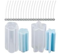 Attuslla 2 PCS Moules à Bougies en Silicone pour Bougies Forme de La Fleur Moule Silicone pour Bougies avec Bougie Mèche pour Fabrication de Bougies