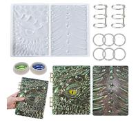 Attuslla Œil de Dragon de Resin Mold Silicone Moule, A5 Notebook Silicone Moule pour Bijoux pour Couverture de Cahier avec Anneaux, Paillettes pour Bricolage Résine Notebook