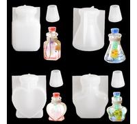 Attuslla Lot de 4 moules en silicone pour bouteille shaker en résine et sable mouvant pour porte-clés et pendentif