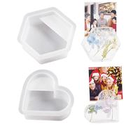 Attuslla Moule Resine Epoxy En Forme de Cœur Résine Moule en Silicone, Moules Hexagone en Résine pour La Préservation Des Fleurs, Décorations pour La Maison, Organiser Le Livre