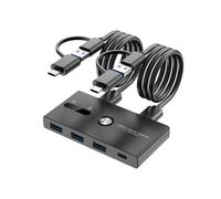 Atualização TIPO C+USB3.0 Switch 2 Entradas 4 Saídas Impressora Compartilhada Teclado e Mouse/Scanner USB C KVM SWITCH
