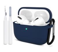 ATUAT Compatible avec AirPods Pro 2ème génération, Accessoires de Protection en Silicone avec Porte-clés pour Homme et Femme pour Apple AirPods Pro 2 (2022), LED Avant Visible - Bleu Nuit