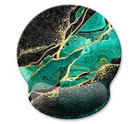 Atufsuat Tapis de souris ergonomique avec support de poignet, en mousse à mémoire de forme style marbre - Joli tapis de souris pour ordinateur portable de bureau - Accessoire de décoration pour soulager la douleur - Pour le travail de jeu - Pour homme et femme - Bleu sarcelle