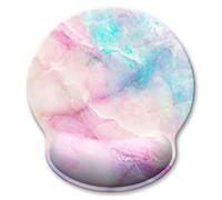 Atufsuat Tapis de souris ergonomique avec support de poignet, en mousse à mémoire de forme style marbre - Joli tapis de souris pour ordinateur portable ou bureau - Accessoire de décoration - Soulage la douleur - Pour jeux et saisie - Rose