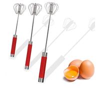 ATUIO 3 Pieces Stainless Steel Egg Whisk, 10"/12"/14" Semi-Automatic Hand Push Mixer for Cooking Egg Beater, Milk Frother, Hand Push Rotary Whisk Blender, Dishwasher Safe