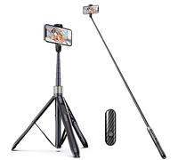 ATUMTEK 165cm Perche Selfie, Perche à Selfie avec Télécommande Bluetooth Amovible, Trepied Smartphone Extensible pour iPhone et Android, Enregistrement Vidéo, Blogage, Streaming en Direct, Noir