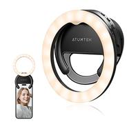 ATUMTEK Anneau Lumineux Telephone Selfie Ring Light Rechargeable à Pince 40 LED Comble-Lumière pour Photo et Vidéo pour Diffusion en Continu, TikTok, Instagram, Réunion Zoom et Vidéoconférence-Noir