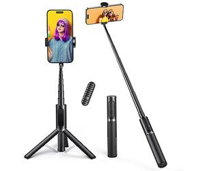 ATUMTEK Trépied Selfie Stick, Trépied Téléphone 3-en-1 Extensible en Aluminium avec Télécommande Bluetooth sans Fil, Compatible avec iPhone 17/16/15/14/13/12 mini/11 Pro et Smartphones Samsung, Noir