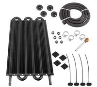 ATUMY Kit De Refroidisseur D'huile 4 Rangées, 6 Rangées, 8 Rangées, Radiateur en Aluminium, Plaque Transmission De Voiture Et Aileron, Refroidisseur D'huile Refroidisseur d'huile Moteur(6 Row Black)