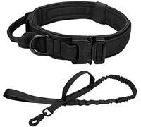 ATUMY Longe pour Chien Laisse pour Chien Collier de Chien Tactique Militaire Laisse Moyen Grand Colliers de Chien Plomb pour Berger Allemand(Black,L)