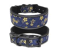 ATUMY Longe pour Chien Laisse pour Chien Collier réglable pour Animal de Compagnie avec Boucle pour Petits, Moyens et Grands Chiens Pitbull Leash Dog Chain(Blue Flower,S)