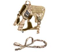 ATUMY Longe pour Chien Laisse pour Chien Harnais Tactique pour Chien et Laisse Ensemble Boucle en métal Gros Chien Gilet Harnais pour Animaux de Compagnie(DDC Harness Leash,M)