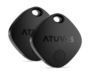 ATUVOS Air Tag Traceur Compatible avec l’app Localiser Apple (iOS Uniquement, Android Non Pris en Charge), Localisateur Bluetooth pour Clés/Bagages/Portefeuilles/Valises, IP67 Imperméable, 2-Pack