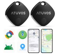 ATUVOS Air Tag Traceur Lot de 2 Android Smart Tag Tracker, Fonctionne avec l’app Google et Apple Localiser, Localisateurs D'Objets Bluetooth pour Les Clés/Portefeuilles/Valises/Sacs, IP67 Imperméable