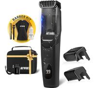 ATVOXIS Tondeuse à barbe rechargeable pour homme, étanche IPX6, avec peignes à longueur réglable (1,25 à 4,2 cm), tondeuse électrique pour homme, sans fil avec aspirateur intégré (noir)