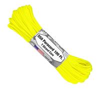 Atwood Rope MFG Paracorde 550 - Corde de parachute en nylon à 7 brins - 30,5 m - Équipement de survie extérieur - Fabriqué aux États-Unis - Cordons, bracelets, poignées, porte-clés (jaune fluo)