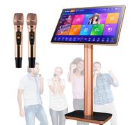 Atwynd équipement Karaoké Portable, Machine Karaoké, Système Karaoké Professionnel avec 2 Microphones sans Fil, Téléchargement de Chansons Via Le Cloud et Prise en Charge Multilingue 22in-4T