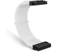 ATX Power Cable 24 Pin,30 cm Braided Extension Cord 24 Pin Male to Female with 3 Combs for ATX Motherboard,White