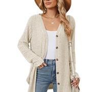 Atxnn Gilet Femme Cardigan Long en Tricot pour Femme Veste de Pull Chic et Elégante avec Boutons Hiver Casual Cardigan