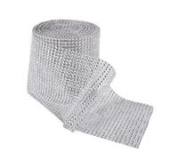 Atyhao 10 Verges en Plastique argenté Diamant Ruban Rouleau étincelle Ornement de Mariage 24 rangées