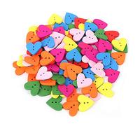 Atyhao 200 Pcs Bouton en Bois, 20mm Coloré Rétro en Forme de Coeur Boutons en Bois À La Main Bouton De Couleur avec 2 Trous Vêtements Décoration Accessoires[200 pièces] Boutons