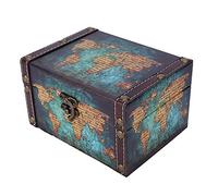 Atyhao Boîte en Bois Vintage, Coffre au trésor rétro Bijoux Organisateur Collection Cas Photographie Prop Bureau Ornements 16x12.5x9 cm(Boîte de Rangement)