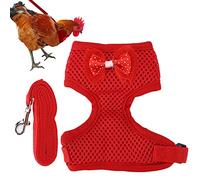 Atyhao Harnais et Laisse de Poulet, Corde de Traction de Poule Réglable à L'extérieur du Harnais de Marche avec Laisse pour Volaille Poule Poulet Canard[S Number-Rouge] Laisses