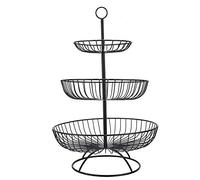 Atyhao Plateau pour desserts et assiettes à fruits, moderne, plat à fruits à 3 étages, fer noir