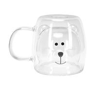 Atyhao Tasse en Verre en Forme d'ours Tasse de Lait de Café de Thé d'eau à Double Paroi avec Poignée pour la Maison(Transparent)