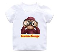 ATYPS Summer Baby Boys T Shirt Curious George Cartoon Print Kids T-Shirts White M