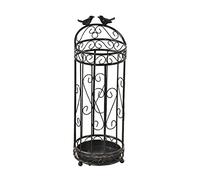 AtZOtOYZJ Porte-parapluie vertical Supports antiques noirs avec décor d'oiseaux, porte-parapluie de porte d'entrée de couloir d'angle rond en métal, 62cm/ 25 pouces de haut