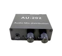 AU-202 MéLangeur StéRéO 2 EntréEs 2 Sorties Distributeur Audio pour Casque AMP de Puissance Externe ContrôLe Du Volume Seul