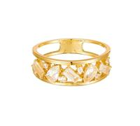 Au 375/585/750 Bague de couple en or en forme de goutte de moissanite double couche Eternité, or jaune 14 carats (585), Moissanite