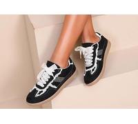 AU CARROUSEL Dore, Basket Mode Élégante en Synthétique avec Dentelle et Lacets en Voile, Casual et Habillé (Noir, Système Taille Chaussures EU, Adulte, Femme, Numérique, Moyen, 41)