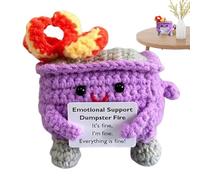 au crochet, avec poubelle, motif flamme, faite à la main, décoration de dessin animé faite à la main, pour maman, Saint-Valentin, Noël, ami, Pâques, enseignant, anniversaire, décoration