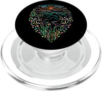 Au-Dessus des Arbres, écoutez Les Oiseaux Chanter Lever du Soleil Montagne Line Art PopSockets PopGrip pour MagSafe