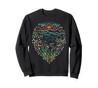 Au-Dessus des Arbres, écoutez Les Oiseaux Chanter Lever du Soleil Montagne Line Art Sweatshirt