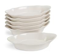 Au Gratin Kook Lot de 2 plats de cuisson en céramique pour casseroles, lasagnes et cordonniers, service individuel, passent au four, au micro-ondes et au lave-vaisselle, 510,3 g (ivoire)