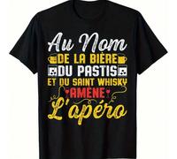 Au Nom de la Bière, du Pastis et du Saint Whisky, Amène L'apéro une déclaration humoristique pour les amateurs de boissons festives, ce tshirt basique est idéal pour les soirées entre amis et les mome