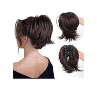 Au quotidien Chignon à pinces décoiffé for femme, extension de queue de cheval haute, courte et lisse, chignon ébouriffé Postiches(1B/30HL)