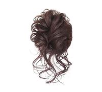 Au quotidien Chignon queue de cheval cheveux humains brésiliens bouclés ondulés Extensions en désordre pièces for femmes morceau Postiches(Dark brown)