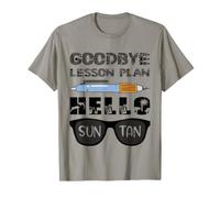 Au Revoir Plan de leçon Bonjour Sun Tan Dernier Jour de l'enseignant d'école T-Shirt