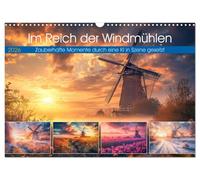 Au royaume des moulins à vent, Version française (Calendrier mural 2026 DIN A3 portrait), Calendrier CALVENDO mensuel