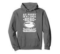 Au Rugby on n'a Jamais Bobo Cadeau Rugby XV France Sweat à Capuche, Unisexe pour Adultes, Asphalte, S