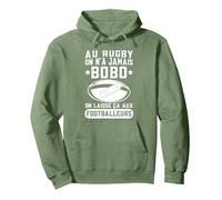 Au Rugby on n'a Jamais Bobo Cadeau Rugby XV France Sweat à Capuche, Unisexe pour Adultes, Vert Sauge, XXL