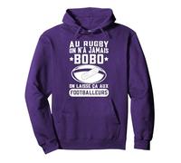 Au Rugby on n'a Jamais Bobo Cadeau Rugby XV France Sweat à Capuche, Unisexe pour Adultes, Violet, XXL