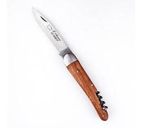 Au sabot 170636 Couteau L'alsacien, 2 p. (lame de 7,5 cm acier carbone XC 75, tire-bouchon), manche 10 cm bubinga, mitre acier.