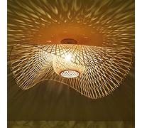Au sujet deTro Plafonnier en rotin de bambou tissé à la main E27 Suspension pour salon Salle à manger Cuisine Chambre à coucher Café Couloir 65CM Éclairage décoratif