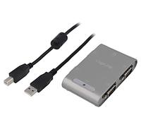 AU0032 Convertisseur USB 2.0 D-Sub 9pin Mâle x4,USB B Femelle LOGILINK