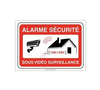 AUA SIGNALETIQUE - Autocollant Alarme sécurité sous vidéo Surveillance 24h/24 PROPRIÉTÉ PRIVÉE - 300x210 mm, Vinyl adhésif